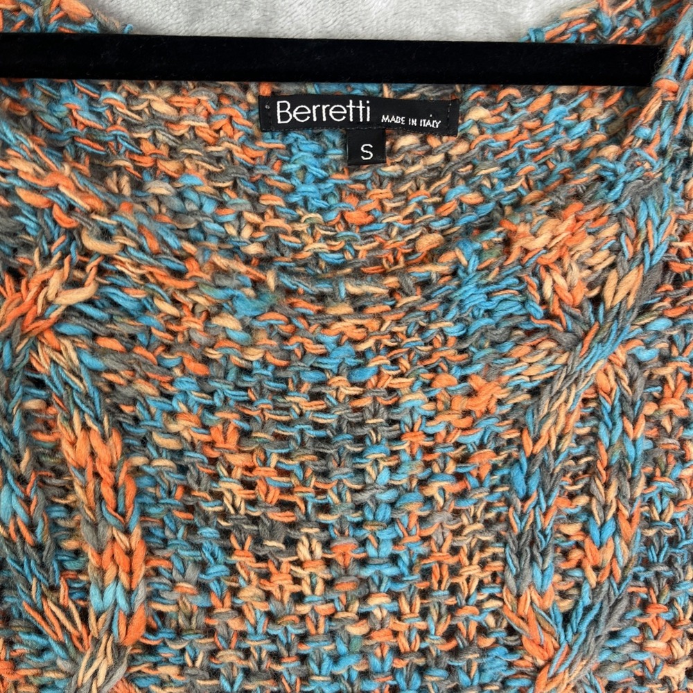 Berretti Sweater Women's S Alpaca Wool Blend Cable Knit Open‎ Weave Orange Italy - Picture 2 of 7